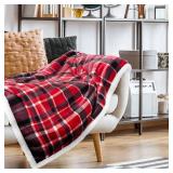 Sedona House Flannel to Sherpa Throw Blanket - Dye Has Bled Onto White Of Blanket