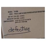 Defectice Written On Box - Tamara Hand-Painted Blackened Bronze Table Lamp with Brass Accents- Retail:$82.49