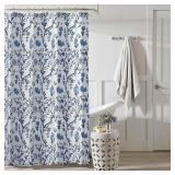 Laura Ashley Charlotte Blue Floral Shower Curtain (72 x 72)