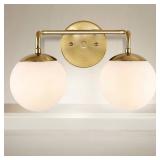 Louis Parisian Metal/Frosted Glass LED Vanity, Gold by JONATHAN Y- Retail:$99.99
