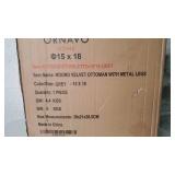 Round Velvet Storage Ottoman with Tray Top Table, 15×18"