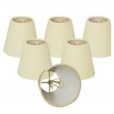 Royal Designs Linen Eggshell 3 x 5 x 4.5-inch Clip-on Chandelier Lamp Shade (Set of 6) & BONUS Cream - 8"- Classic Drum Faux Silk Lamp Shade (8 - 16 in.)