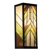 River of Goods Green Stained Glass and Black Satin Rectangular 1-Light Outdoor Wall Sconce - 6.25" x 5.5" x 16.25"- Retail:$128.99