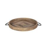 Kate and Laurel Marmora Wood and Metal Round Tray - 18" diameter- Retail:$78.98