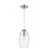Bleasby Close - One Light Mini Pendant 12 by 6 Satin Nickel Finish- Retail:$84.99