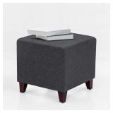 Adeco Simple British Style Cube Ottoman Footstool, 16x16x16, Heather Gray