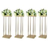 Vincidern 4PCs Wedding Flower Rack, Iron Flower Stand, Geometric Vase Column Stand, Flower Display Rack, Rectangular Frame Box for Wedding Party Decoration