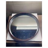 Beauty4U Circle Mirror with Wood Frame, Round Modern Decoration Large Mirror for Bathroom