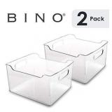 BINO Clear Plastic Storage Bin with Handles - Plastic Storage Bins for Kitchen, Cabinet, and Pantry Organization And Storage