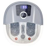 Foot Spa Bath Massager with Heat, Bubbles, 16 Pedicure Shiatsu Roller Massage Points, Frequency Conversion Power Saving, Adjustable Time & Temperature, LED Display, Drainage Pipe