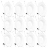 Sunco Lighting 12 Pack 5/6 Inch LED Recessed Downlight, Smooth Trim, Dimmable