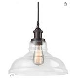 CLAXY Ecopower Industrial Edison Vintage Style 1-Light Pendant Glass Hanging Light Kitchen Island Dining Pendant Lighting