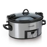 Crock-Pot 6 Quart Programmable Cook & Carry Slow Cooker with Digital Timer, Stainless Steel