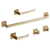 Bathroom Hardware Set 24-Inch Towel Bar,2pcs Towel Hook,Toilet Paper Holder,Hand Towel Holder Stainless Steel Brushed Gold Bathroom Accessories