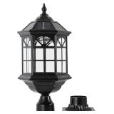 Solar Post Light Fixture Outdoor Solar Pier Light, Solar Lamp Post Light for Garden, Patio, Vintage Design Die Cast Aluminum Post Light in Oil-Rubbed Black with Clear Glass, Hard Wired Available