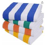 Utopia Towels Cabana Stripe Beach Towel (30 x 60 Inches) - 100% Ring Spun Cotton Large Pool Towels, Soft and Quick Dry Swim Towels Variety Pack (Pack of 4) (Blue, Yellow, Green, Orange)