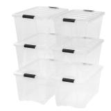IRIS USA 54 Qt Clear Plastic Storage Box with Latches, 6 Pack