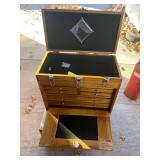 wooden tool box - door lock has been drilled