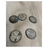 5 silver clad (40%) Kennedy half dollars