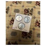 3 steel war Pennies - P, S, and D mint
