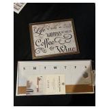 dry erase week cork board & wall sign