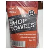 25 Pack, Red Shop Towels, Heavy Duty Mechanics Towels, Washable & Reusable