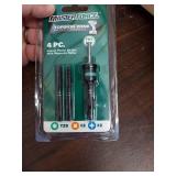 4 Pc Impact Power Bit Set with Magnetic Collar - T25, S2 and #2 Phillips