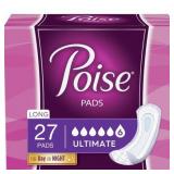 Case Poise Postpartum Incontinence Pads for Women, Ultimate Absorbency, Long, Original Design, 27 Count