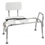 DMI Tub Transfer Bench and Sliding Shower Chair, Heavy Duty Non Slip Aluminum Body & Seat w/ Adjustable Seat Height & Cut Out Access, Weight Capacity up to 400 lbs, Gray Retails for $99