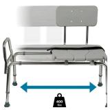 DMI Tub Transfer Bench and Sliding Shower Chair, Heavy Duty Non Slip Aluminum Body & Seat w/ Adjustable Seat Height & Cut Out Access, Weight Capacity up to 400 lbs, Gray Retails for $99