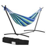OUTDOOR WIND HAMMOCK WITH STAND, YELLOW, GREEN, BLUE - Retails for $95