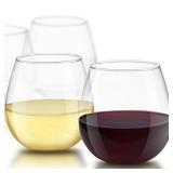 JoyJolt Spirits Stemless Wine Glasses for Red or White Wine (Set of 4)-15-Ounces