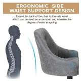 ALPHA HOME Swivel Bar Stool Adjustable Airlift Counter Height Bar Stool Kitchen Dining Cafe Hydraulic PU Leather Bar Chair with Padded Back and Black Chromed Metal Base, Grey,1PC