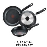 T-fal Specialty 3 PC Initiatives Nonstick Inside and Out, 8", 9.5", 11", Black