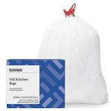 Amazon Brand - Solimo Tall Kitchen Drawstring Trash Bags, Clean Fresh Scent, 13 Gallon, 80 Count