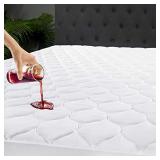 LANOITE Full Waterproof Mattress Protector Pad Cover with Deep Pocket Fitted 8" - 21" Breathable Alternative Filling (White, Full)