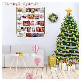 Love-KANKEI Wood Picture Photo Frame for Wall Decor 26Ã29 inch with 30 Clips and Adjustable Twines Collage Artworks Prints Multi Pictures Organizer and Hanging Display Frames Carbonized Black