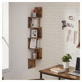 VASAGLE Corner Shelf, 5-Tier Floating Wall Shelf with Zigzag Design, Bookshelf, Rustic Brown ULBC72BX