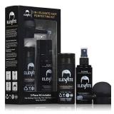 ELEVATE Hair Perfecting 3-in-1 Kit Set Includes Natural Hair Thickening Fibers & Spray Applicator Pump Nozzle & Locking Setting Hold Hair Spray | Instantly Conceal Balding Hair Areas (Dark Brown)