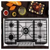 Empava 36 Inch Gas Stove Cooktop 5 Italy Sabaf Sealed Burners NG/LPG Convertible in Stainless Steel
