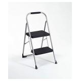COSCO 11308PBL1E Two Step Big Step Folding Step Stool with Rubber Hand Grip, Gray