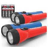 EVEREADY LED Flashlight Multi-Pack, Bright and Durable, Super Long Battery Life, Use for Emergencies, Camping, Outdoor, Batteries Included , Red,Blue,Bright White, 6.2" x 3.9" x 2.8"