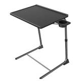 Adjustable TV Tray Table - TV Dinner Tray on Bed & Sofa, Comfortable Folding Table with 6 Height & 3 Tilt Angle Adjustments (Black)