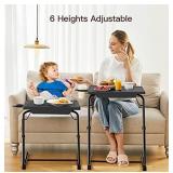 Adjustable TV Tray Table - TV Dinner Tray on Bed & Sofa, Comfortable Folding Table with 6 Height & 3 Tilt Angle Adjustments (Black)