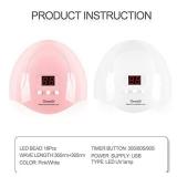 UV LED Nail Lamp, GreenLife 54W 18pcs UV LED Nail Light Portable Nail Lamp Professional Fast Curing Nail Dryer for Acrylic Nails Gel Polish Travel Home School Office use Auto-Sensor -Pink