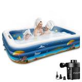 Inflatable Swimming Pool, FUNAVO 100" X 71" X 22" Full-Sized Family Inflatable Pool for Kids Adults Baby Toddlers, Blow Up Kiddie Pool With Pump for Backyard, Outdoor Swim Center