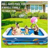 Inflatable Swimming Pool, FUNAVO 100" X 71" X 22" Full-Sized Family Inflatable Pool for Kids Adults Baby Toddlers, Blow Up Kiddie Pool With Pump for Backyard, Outdoor Swim Center
