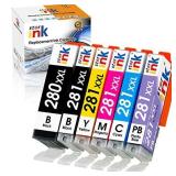 Starink Compatible Ink Cartridge Replacement for Canon 280 281 XXL PGI-280XXL CLI-281XXL for Pixma TS9120 TS8120 TS8220 TS8320 TS9100 TS8100 TS8200 TS8300 Printers (6-Pack, PGBK, Photo Bule, BK,C,M,Y)