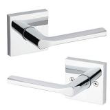 Kwikset 91540-024 Lisbon Door Handle Lever with Modern Contemporary Slim Square Design for Home Hallway or Closet Passage in Polished Chrome, 4.23" Grip Length