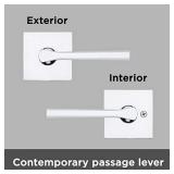 Kwikset 91540-024 Lisbon Door Handle Lever with Modern Contemporary Slim Square Design for Home Hallway or Closet Passage in Polished Chrome, 4.23" Grip Length